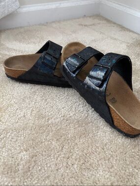 Birkenstock Black Iridescent Two-Strap Sandals